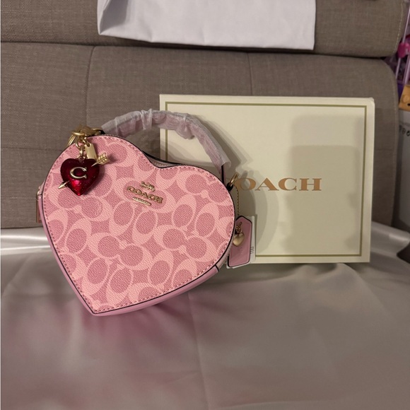 Coach Pink Heart Mini Bag with Gold Accents - Picture 3 of 4
